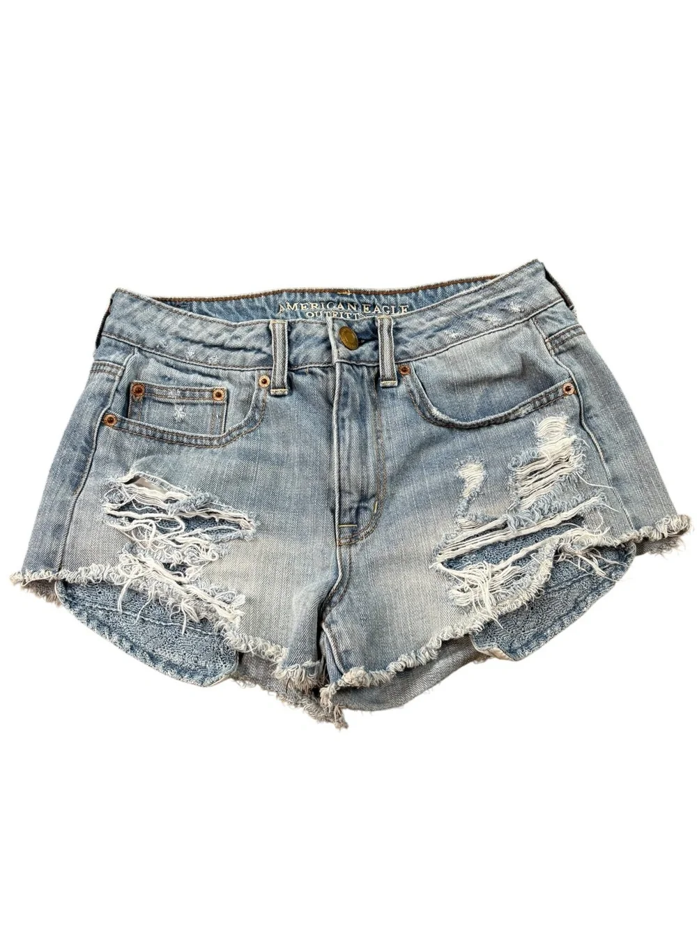 American Eagle Light Wash Hi-Rise Festival Shorts.  Size 4